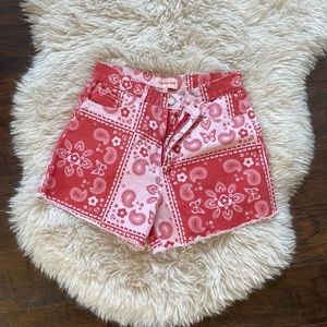 Lisa Says Gah Red Paisley Bandana Shorts